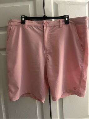 Men's Pink Flat-Front Performance Shorts